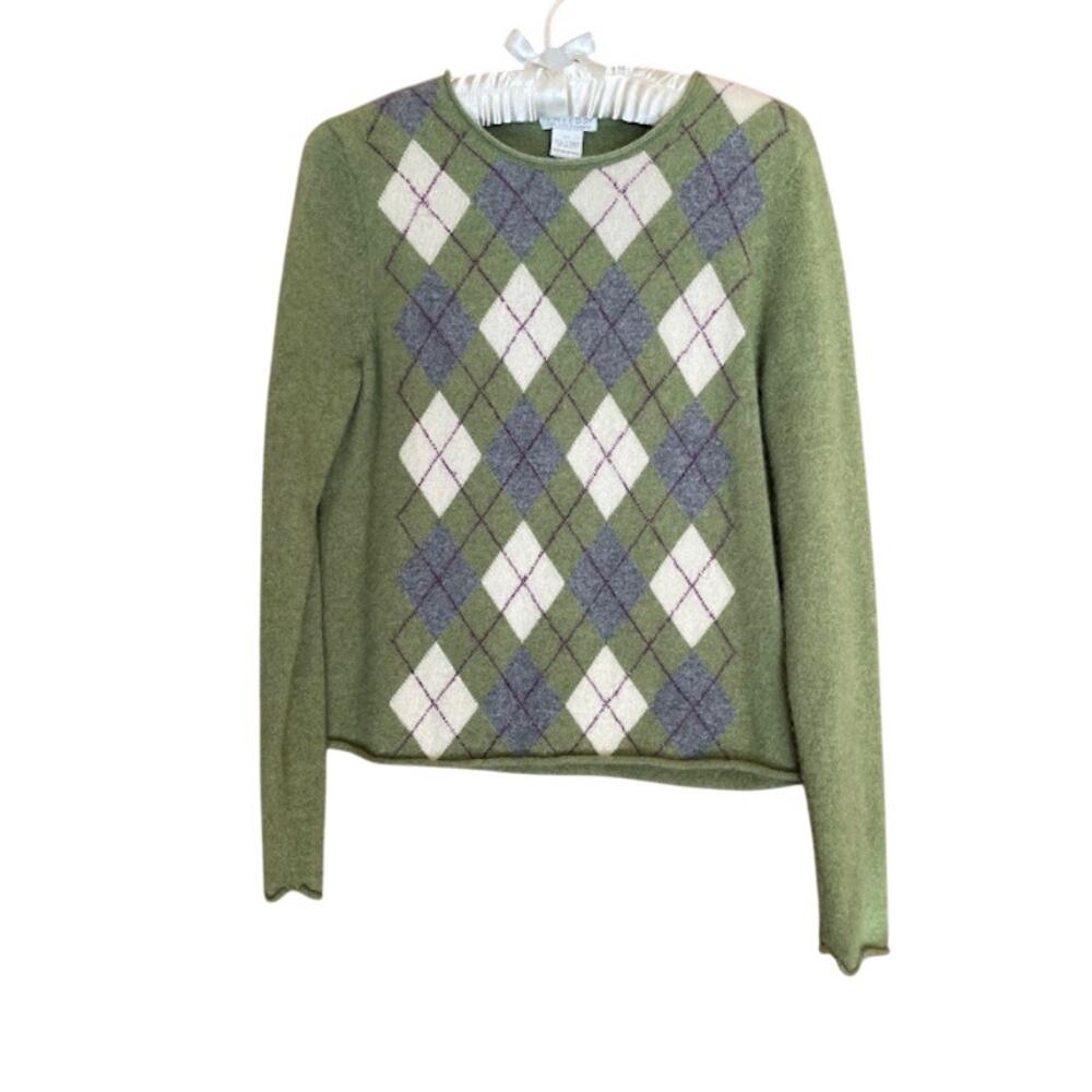 TWEEDS Green 100% 2-Ply Cashmere V-Neck Pullover Sweater (Fit CLOSER TO XS/S)